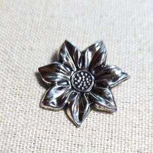 Sunflower Sterling Silver Vintage Brooch